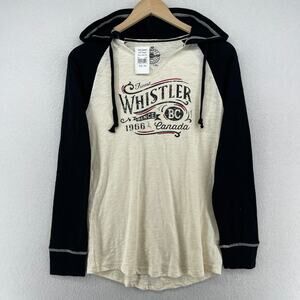 WHISTLER MOUNTAIN Hoodie Womens M Premium 51 P51 BC Canada Cotton Off White NEW
